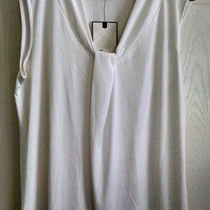 Dana Buchman White Lined Sleeveless Shell Top Size L Large NWT  A1